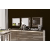 Lot de 3 miroirs LINA. Coloris cappuccino et blanc crème. Produit déco pour votre salon ou salle à manger. OFFRE LIMITEE.