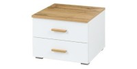 Lit coffre 160x200 adulte design WOOD avec deux chevets. Couleur chêne Wotan et blanc