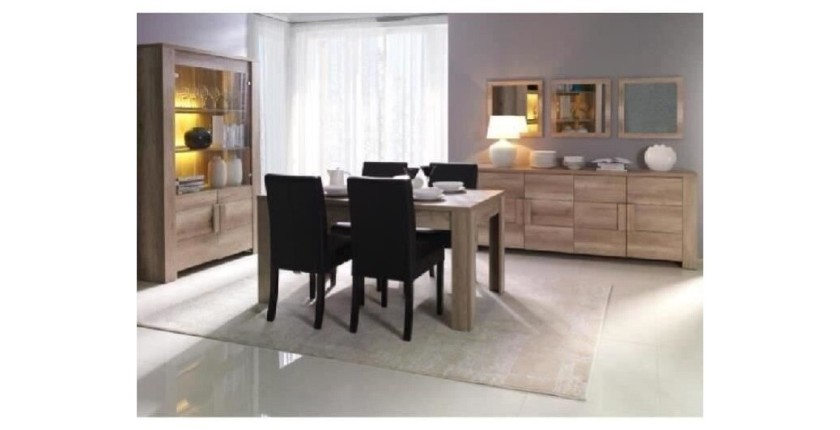 Salle à manger complète FARRA. Buffet + Vitrine\vaisselier + Miroirs x3 + table en 160 cm. Mobilier contemporain et design.