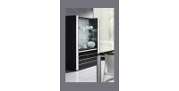 Vitrine argentier vaisselier LINA + LED coloris noir et blanc brillant. Meuble design pour votre salon ou salle à manger