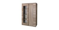 Vitrine vaisselier ROMI 2 portes coulissantes coloris dab canyon. Meuble design idéal pour votre salle a manger