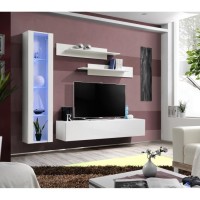 Meuble TV FLY G2 design, coloris blanc brillant. Meuble suspendu moderne et tendance pour votre salon.