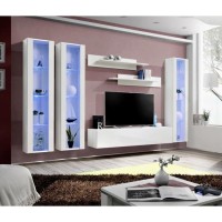 Meuble TV FLY C2 design, coloris blanc brillant. Meuble suspendu moderne et tendance pour votre salon.