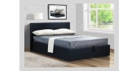 Lit CHANEL 140x200 cm avec coffre de rangement en simili cuir et coloris noir. Sommier inclus.