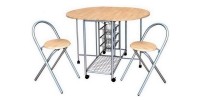 Ensemble pliable table ronde et deux chaises. Collection BETA. Idéal pour les petits espaces.