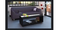 Table basse DANN style contemporain noir avec bandeau vitré - L 116 x l 51 cm