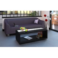 Table basse DANN style contemporain noir avec bandeau vitré - L 116 x l 51 cm