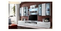 Ensemble meuble salon Quadro Blanc/Blanc laqué de haute brillance avec LED