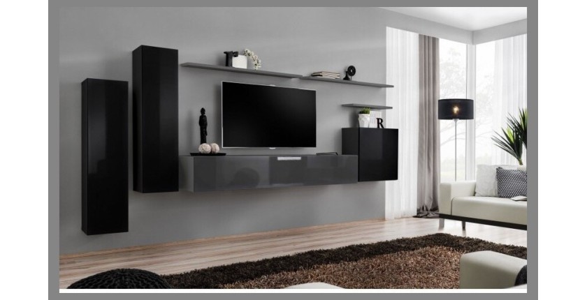 Ensemble de meubles de salon collection SWITCH I design, coloris noir et gris brillant.