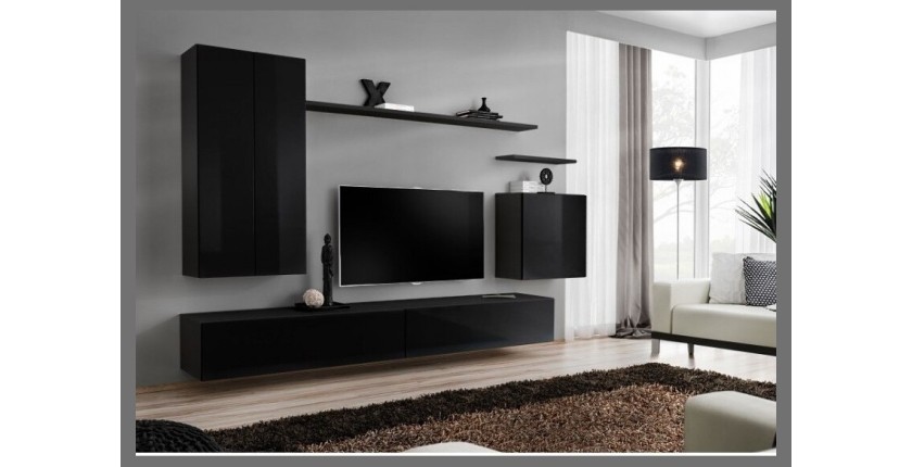 Ensemble de meubles de salon collection SWITCH II design, coloris noir brillant.