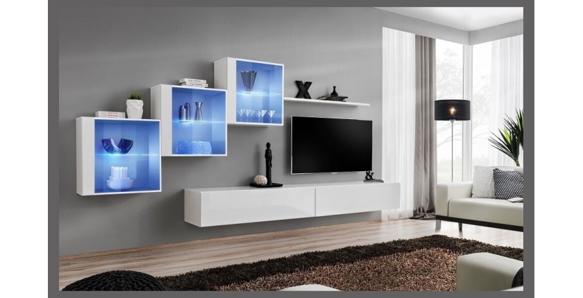 Ensemble meubles de salon SWITCH XX design, coloris blanc brillant.