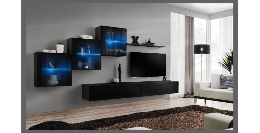 Ensemble meubles de salon SWITCH XX design, coloris noir brillant.