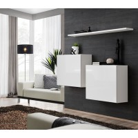 Ensemble meubles de salon SWITCH SBI design, coloris blanc brillant.