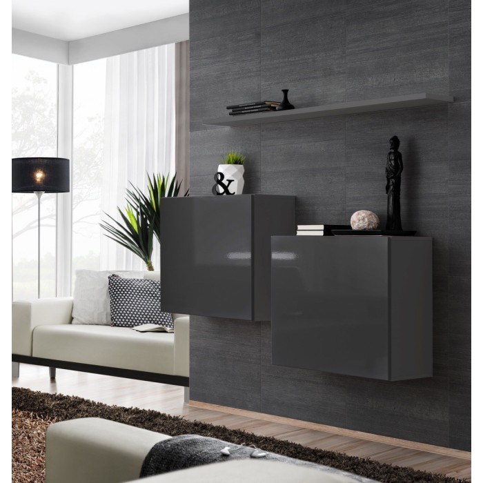 Ensemble meubles de salon SWITCH SBI design, coloris gris brillant.