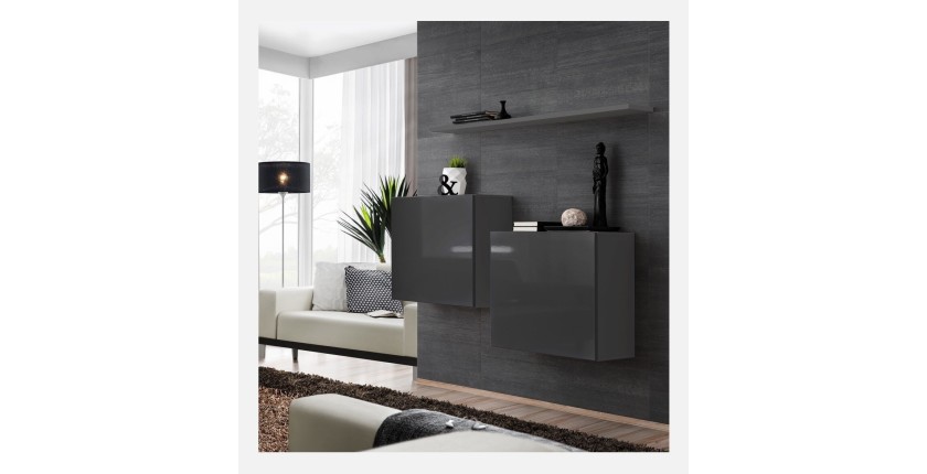 Ensemble meubles de salon SWITCH SBI design, coloris gris brillant.