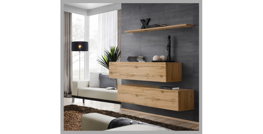 Ensemble meubles de salon SWITCH SBII design, coloris chêne Wotan.