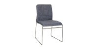 Chaise TOBI design en chrome et tissu coloris gris - Lot de 2