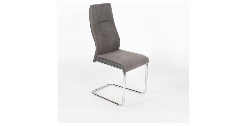 Chaise OLIVIER design en métal et tissu coloris gris - Lot de 4