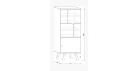 Vaisselier design AOMORI 2 tiroirs, 4 portes, coloris hêtre et blanc mat