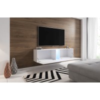 Meuble TV suspendu design SPEED, 160 cm, 1 porte, coloris noir avec LED intégrée.