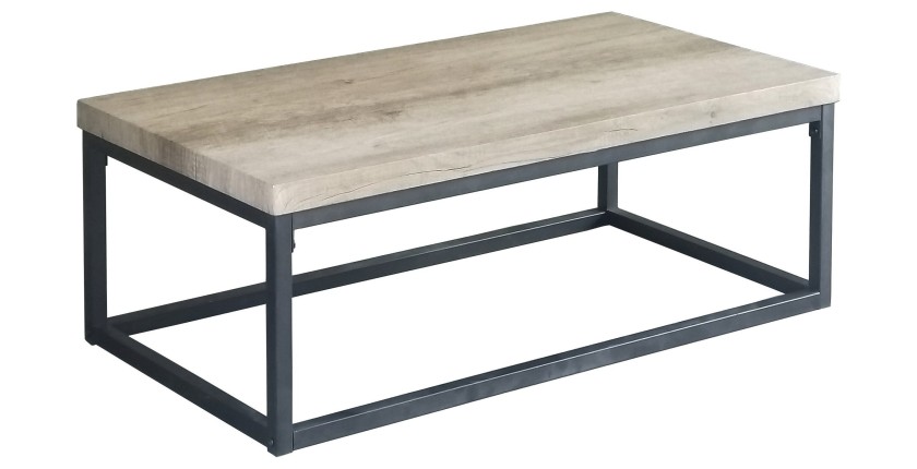 Table basse HAWAÏ plateau en bois clair, pieds en acier. Idéal pour votre salon.