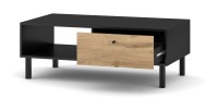 Table basse industrielle SPEBO 1 tiroir et 1 niche, coloris noir mat et chêne wotan