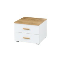 Lot de deux tables de chevet design pour votre chambre à coucher, collection WOOD. Coloris chêne et blanc alpin