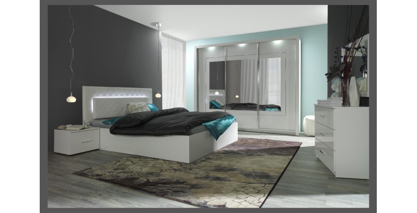 Lit PANAREA 160 x 200 cm sommier inclus, idéal pour chambre à coucher. Meuble design