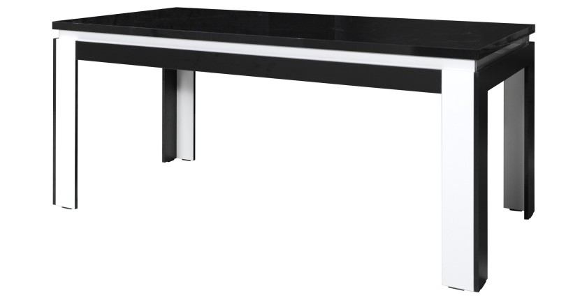 Table salle à manger LINA 160cm . Coloris noir et blanc. Table 4 personnes. Design moderne.