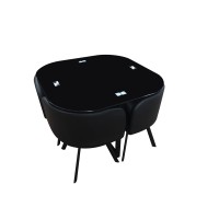 Ensemble CANNES table + 4 chaises noir. Idéal pour cuisine ou salle à manger.