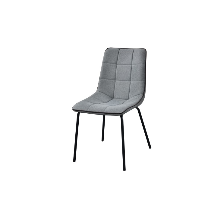 Chaise LUCCA design en acier et tissu coloris gris - Lot de 4