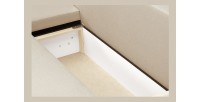 Canapé d'angle réversible et convertible HELIX, couleur Beige, 4 places avec coffre de rangement
