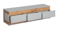 Meuble TV 150 avec 3 tiroirs Collection MUNICH. Coloris gris et bois. Style design.