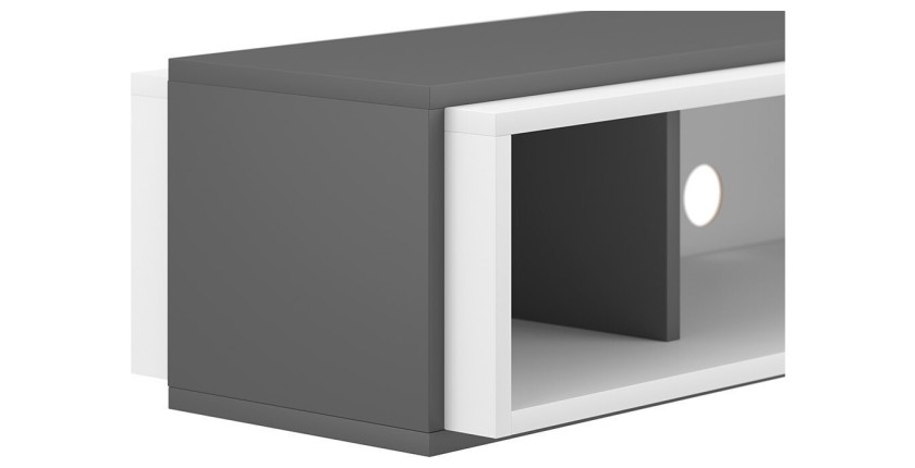 Meuble TV design suspendu DEVA 150 cm coloris gris anthracite et blanc