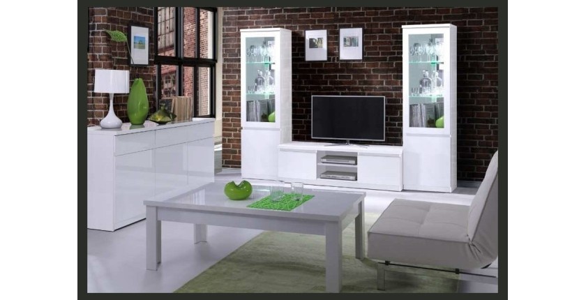Table basse collection FABIO. Meuble type Design coloris blanc. Effet ultra tendance pour votre salon.