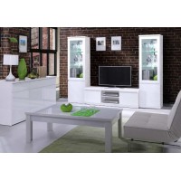 Table basse collection FABIO. Meuble type Design coloris blanc. Effet ultra tendance pour votre salon.