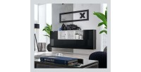 Composition de meubles murales CUBES 5 design coloris noir et blanc. Meuble de salon suspendu