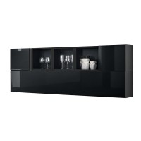 Composition de meubles murales CUBES 5 design coloris noir et noir brillant. Meuble de salon suspendu