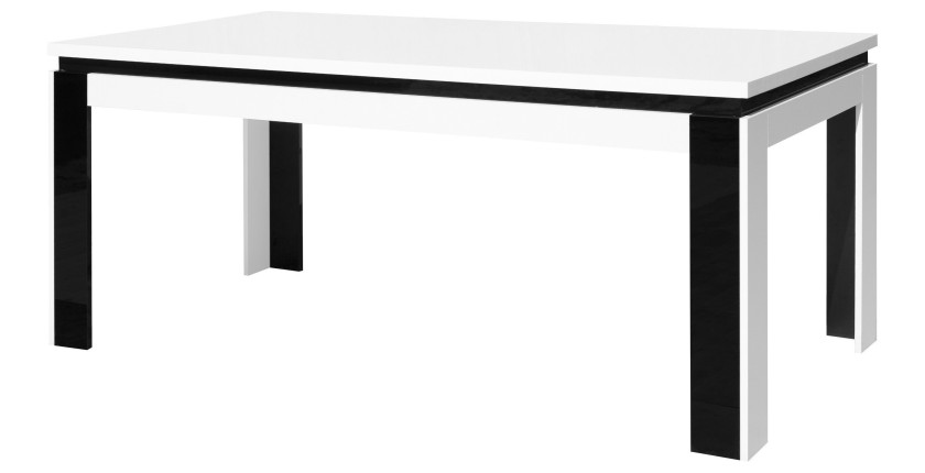 Table salle à manger LINA 160cm . Coloris blanc et noir. Table 4 personnes. Design moderne.