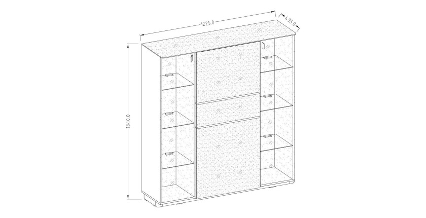 Buffet haut TONGA quatre portes et un tiroirs. Couleur Wengé. LED incluses. Style design.