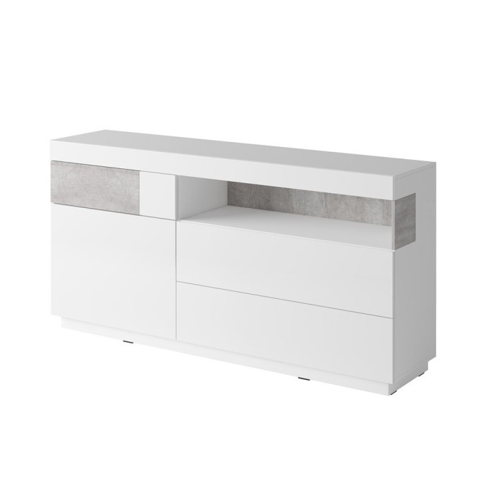 Buffet collection KILES 170cm, LED intégré. Coloris blanc et gris. Style design