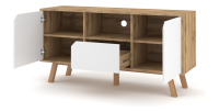 Ensemble de salon 5 meubles style scandinave AOMORI coloris blanc mat et chêne.