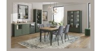 Ensemble de 4 meubles pour salle à manger coloris vert et chêne. Collection ASSIA