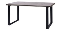 Table pour salle à manger MALAGA 160 cm - Plateau effet chêne wellington et pieds en métal noir.