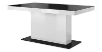 Table extensible design pour salle à manger Collection LUCIA. Coloris Noir et Blanc brillant.
