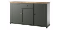 Buffet 160cm avec 3 portes et un tiroir collection ASSIA. Coloris vert et chêne.
