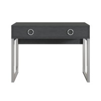 Bureau console avec 2 tiroirs collection MELTON coloris gris, pieds en fer chromés.