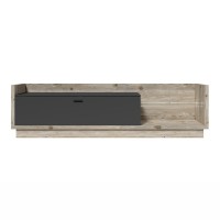 Meuble TV XL 220cm avec LED intégrée. Collection CORK. Coloris Pin et gris anthracite.