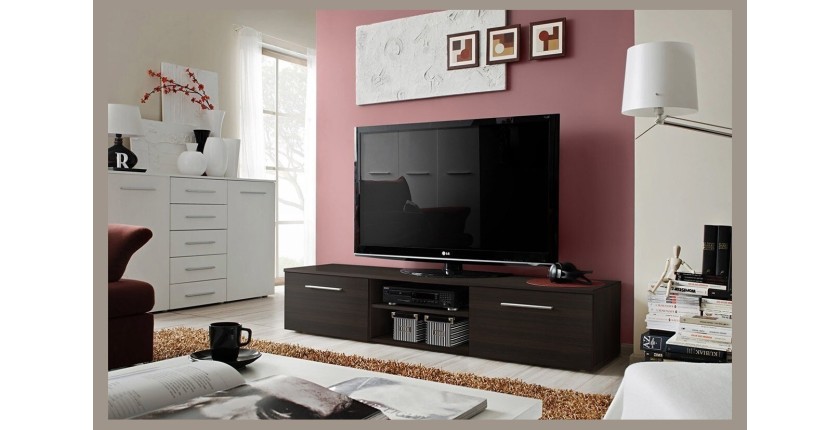 Meuble TV design collection BONOO 180 cm. Coloris wenge.