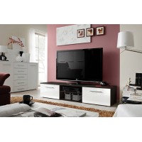 Meuble TV design collection BONOO 180 cm. Coloris wenge et blanc.